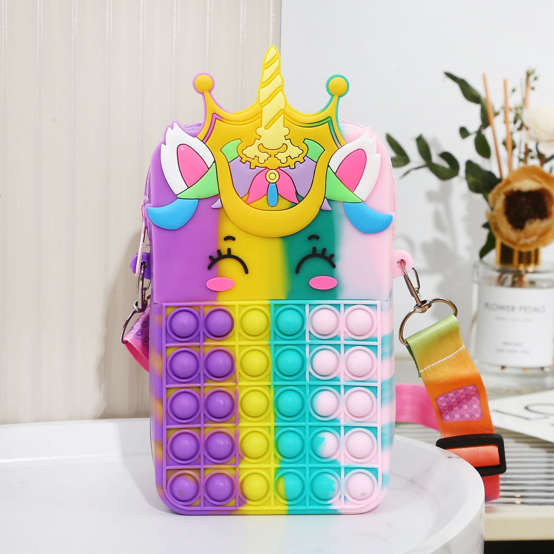 Niños al por mayor Bolsa de hombro de silicona de unicornio grande